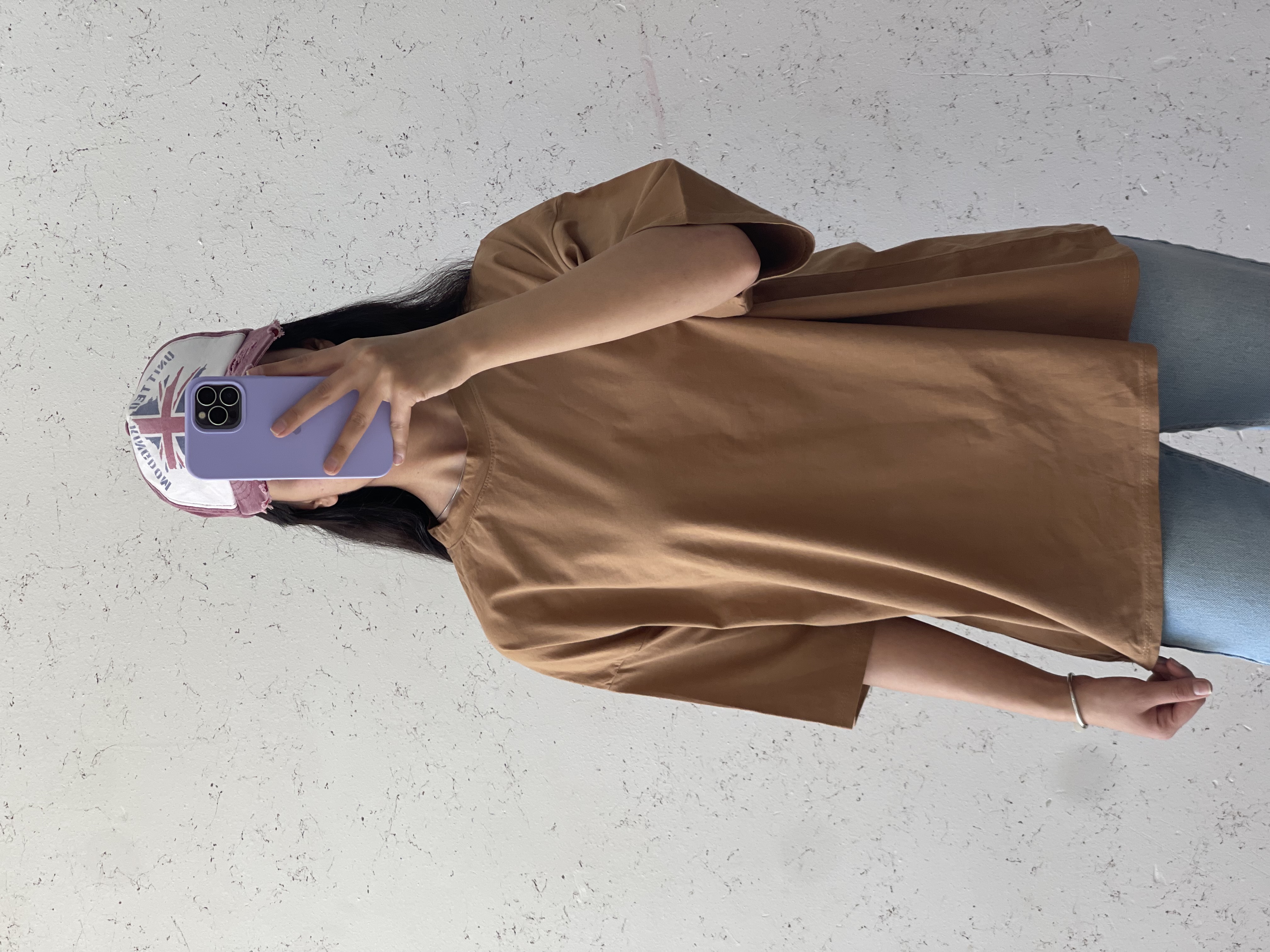 تیشرت باکسی نخ و پنبه ساده زنانه